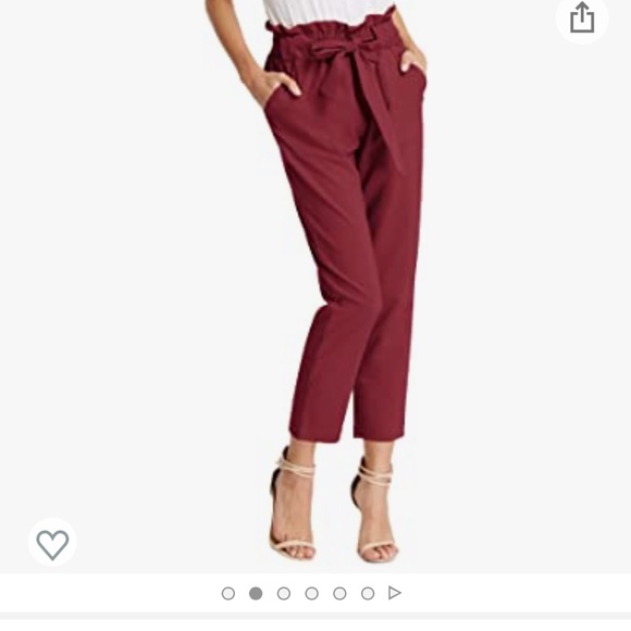 Cropped Paper Bag Waist Pants with Pockets - Picture 3 of 5